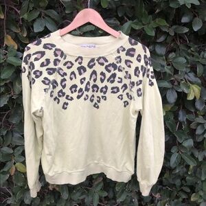 Wildfox Statement Sweatshirt Leopard Green Pink XS